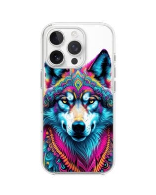 Etui do iPhone 16 Pro Max przeźroczyste, silikonowe Flexi, Dzika Mandala, Wilk