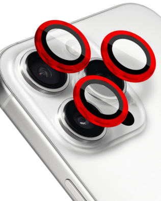 Metalowa osłona obiektywu aparatu ze szkła hartowanego 9H do iPhone 16 Pro, 1 zestaw, czerwona