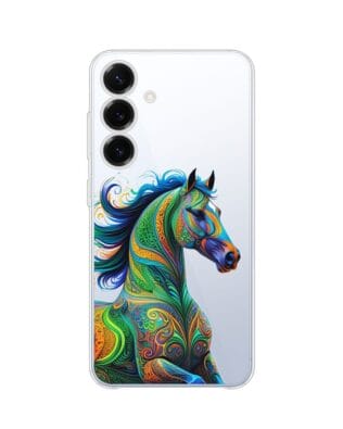 Etui do Samsung Galaxy S25 przeźroczyste, silikonowe Flexi, Dzika Mandala, Koń