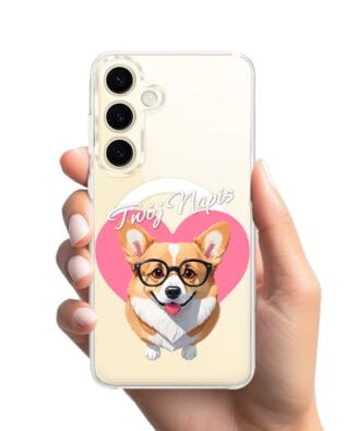 Etui do Samsung Galaxy S24 Plus z MagSafe przeźroczyste, silikonowe Flexi, Puppy Love, pies rasy Corgi