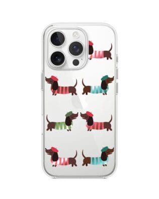 Etui do iPhone 13 Pro Max przeźroczyste, silikonowe Flexi, jamnik w Paryżu