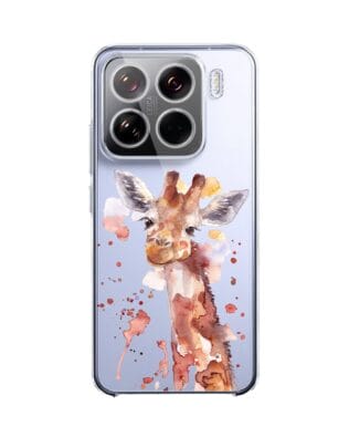 Etui do Xiaomi 15 przeźroczyste, silikonowe Flexi, Akwarelowe Zoo, Żyrafa