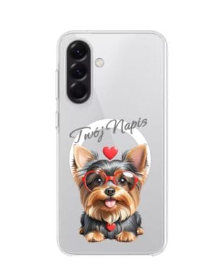 Etui do Samsung Galaxy A56 5G z MagSafe przeźroczyste, silikonowe Flexi, Puppy Love, pies rasy York