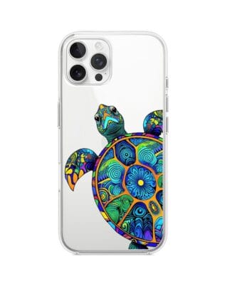 Etui do iPhone 12 Pro Max przeźroczyste, silikonowe Flexi, Dzika Mandala, Żółw