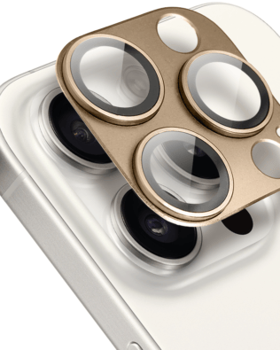 Metalowa osłona na cały aparat z wbudowanymi szkłami do iPhone 15 Pro Max, złota