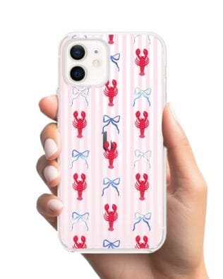 Etui do iPhone 12 Mini przeźroczyste, silikonowe Flexi, krab i kokardki