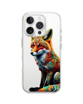 Etui do iPhone 16 Pro Max przeźroczyste, silikonowe Flexi, Dzika Mandala, Lis