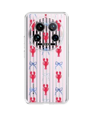 Etui do Xiaomi 14 Ultra przeźroczyste, silikonowe Flexi, krab i kokardki