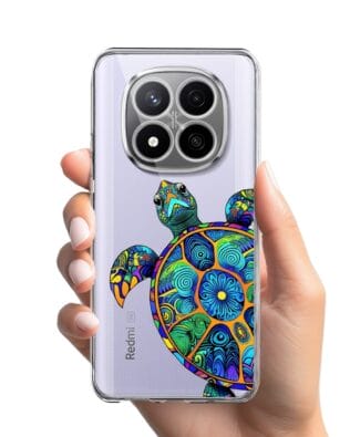 Etui do Xiaomi Redmi Note 14 Pro Plus 5G przeźroczyste, silikonowe Flexi, Dzika Mandala, Żółw