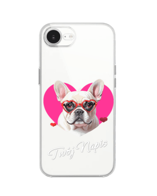 Etui do iPhone 16e przeźroczyste, silikonowe Flexi, Puppy Love, pies rasy Buldog Francuski