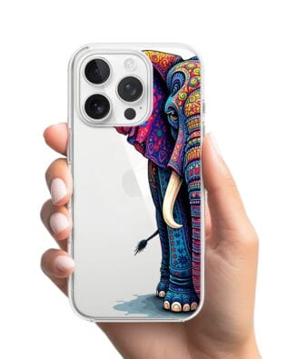 Etui do iPhone 16 Pro Max przeźroczyste, silikonowe Flexi, Dzika Mandala, Słoń