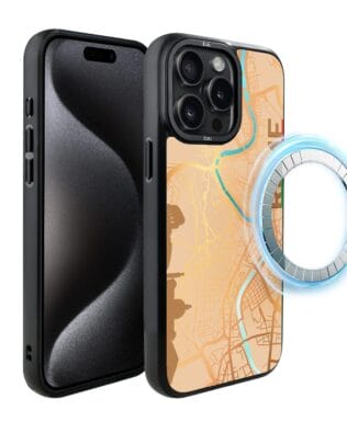 Etui do iPhone 15 Pro Max IBIZU DropGuard Matt z MagSafe, Mapy Świata, Rome