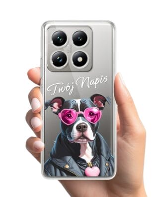 Etui do Xiaomi 14T Pro przeźroczyste, silikonowe Flexi, Puppy Love, pies rasy Amstaff