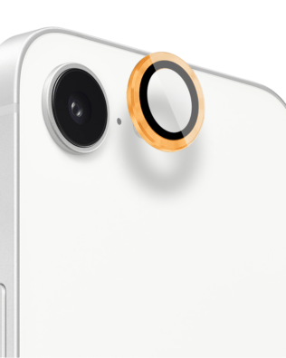 Metalowa osłona obiektywu aparatu ze szkła hartowanego 9H do iPhone 16e, 1 zestaw, pomarańczowa