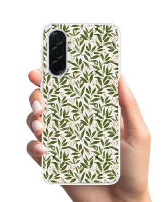Etui do Samsung Galaxy A36 5G z MagSafe przeźroczyste, silikonowe Flexi, zielone gałązki