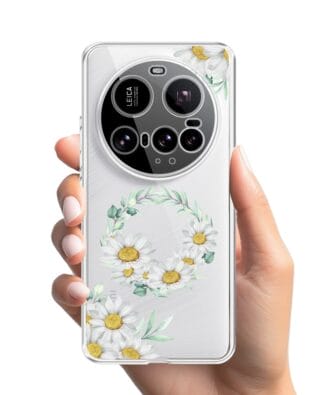 Etui do Xiaomi 15 Ultra przeźroczyste, silikonowe Flexi, wianek stokrotek