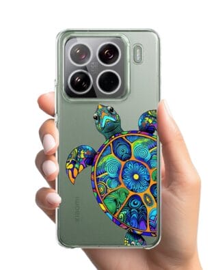 Etui do Xiaomi 15 Pro przeźroczyste, silikonowe Flexi, Dzika Mandala, Żółw