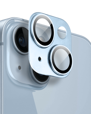 Metalowa osłona na cały aparat z wbudowanymi szkłami do iPhone 14 Plus, niebieska