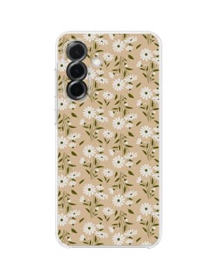 Etui do Samsung Galaxy A36 5G przeźroczyste, silikonowe Flexi, delikatne kwiatki na cielistym tle