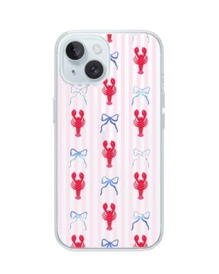 Etui do iPhone 15 przeźroczyste, silikonowe Flexi, krab i kokardki