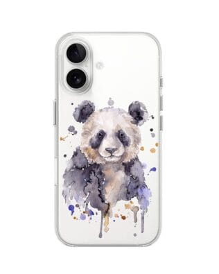 Etui do iPhone 16 Plus przeźroczyste, silikonowe Flexi, Akwarelowe Zoo, Panda