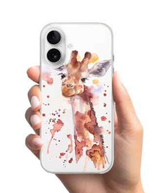 Etui do iPhone 16 przeźroczyste, silikonowe Flexi, Akwarelowe Zoo, Żyrafa