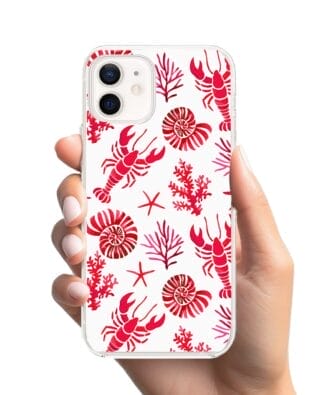 Etui do iPhone 12 z MagSafe przeźroczyste, silikonowe Flexi, krab, muszle