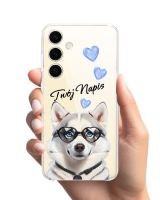 Etui do Samsung Galaxy S24 przeźroczyste, silikonowe Flexi, Puppy Love, pies rasy Husky