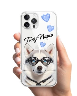 Etui do iPhone 12 Pro Max przeźroczyste, silikonowe Flexi, Puppy Love, pies rasy Husky