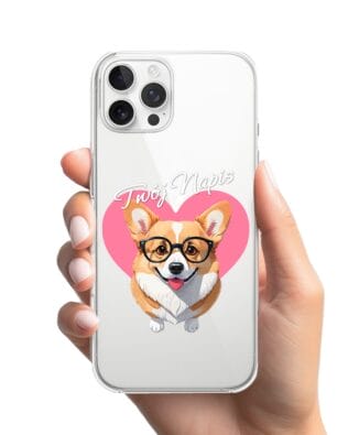 Etui do iPhone 12 Pro przeźroczyste, silikonowe Flexi, Puppy Love, pies rasy Corgi