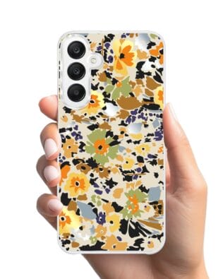 Etui do Samsung Galaxy A25 5G z MagSafe przeźroczyste, silikonowe Flexi, malowane kwiatki
