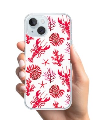 Etui do iPhone 15 przeźroczyste, silikonowe Flexi, krab, muszle