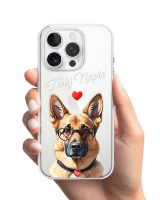 Etui do iPhone 16 Pro Max przeźroczyste, silikonowe Flexi, Puppy Love, pies rasy Owczarek Niemiecki