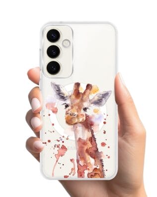 Etui do Samsung Galaxy S23 Plus z MagSafe przeźroczyste, silikonowe Flexi, Akwarelowe Zoo, Żyrafa