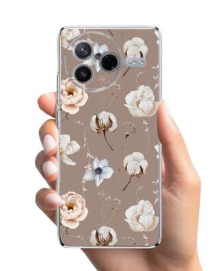 Etui do Xiaomi POCO F7 Pro przeźroczyste, silikonowe Flexi, akwarelowe kwiatki