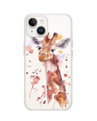 Etui do iPhone 14 Plus przeźroczyste, silikonowe Flexi, Akwarelowe Zoo, Żyrafa