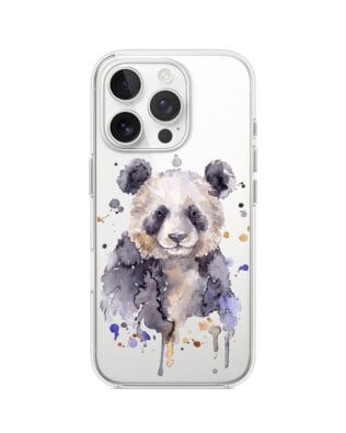 Etui do iPhone 16 Pro przeźroczyste, silikonowe Flexi, Akwarelowe Zoo, Panda