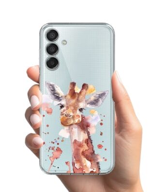 Etui do Samsung Galaxy M15 5G przeźroczyste, silikonowe Flexi, Akwarelowe Zoo, Żyrafa