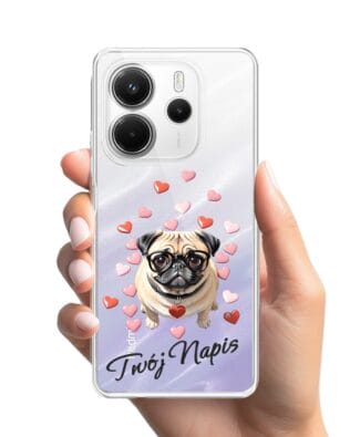 Etui do Xiaomi Redmi Note 14 4G przeźroczyste, silikonowe Flexi, Puppy Love, pies rasy Mops