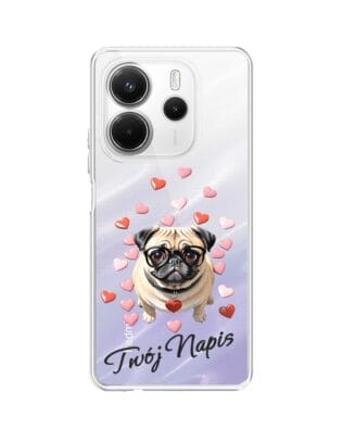 Etui do Xiaomi Redmi Note 14 5G przeźroczyste, silikonowe Flexi, Puppy Love, pies rasy Mops