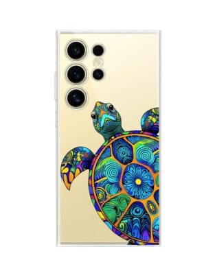 Etui do Samsung Galaxy S24 Ultra przeźroczyste, silikonowe Flexi, Dzika Mandala, Żółw