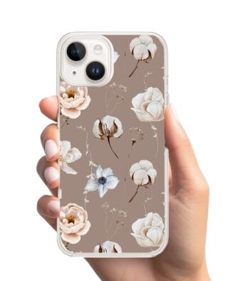 Etui do iPhone 14 Plus z MagSafe przeźroczyste, silikonowe Flexi, akwarelowe kwiatki
