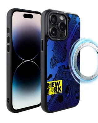 Etui do iPhone 14 Pro IBIZU DropGuard Matt z MagSafe, Mapy Świata, New York