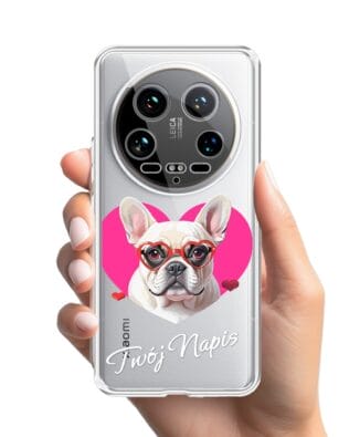 Etui do Xiaomi 14 Ultra przeźroczyste, silikonowe Flexi, Puppy Love, pies rasy Buldog Francuski