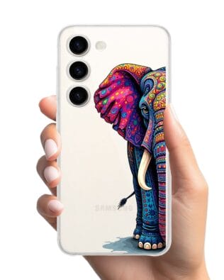 Etui do Samsung Galaxy S23 przeźroczyste, silikonowe Flexi, Dzika Mandala, Słoń