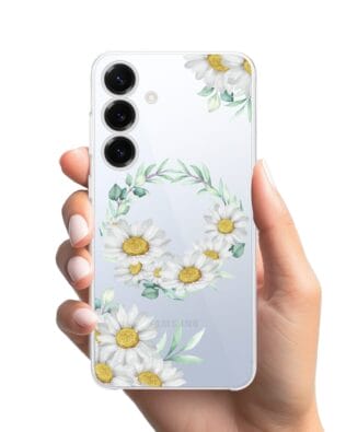 Etui do Samsung Galaxy S25 Plus przeźroczyste, silikonowe Flexi, wianek stokrotek