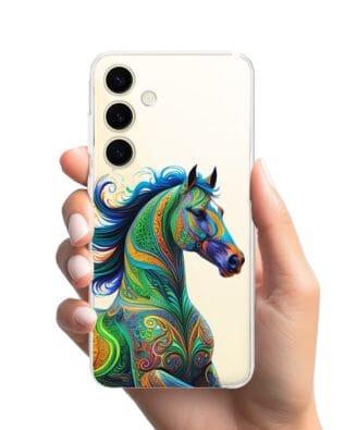 Etui do Samsung Galaxy S24 Plus przeźroczyste, silikonowe Flexi, Dzika Mandala, Koń