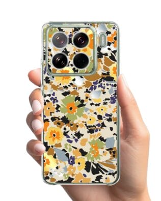 Etui do Xiaomi 15 Pro przeźroczyste, silikonowe Flexi, malowane kwiatki