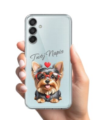 Etui do Samsung Galaxy M15 5G przeźroczyste, silikonowe Flexi, Puppy Love, pies rasy York