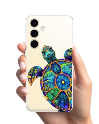 Etui do Samsung Galaxy S24 przeźroczyste, silikonowe Flexi, Dzika Mandala, Żółw